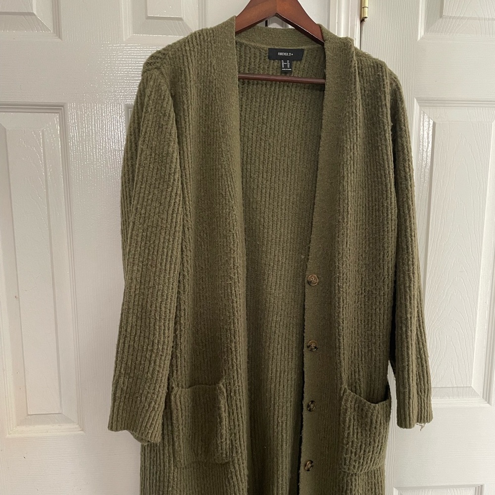 Olive green long cardigan from forever 21!